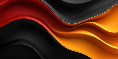 Abstract waves of red, black, and gold fabric moving smoothly in a dynamic design photo