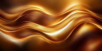 Elegant flowing golden waves create a stunning abstract effect featuring rich textures and soft reflections photo