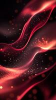 Flowing red waves with sparkling lights create a mesmerizing abstract design suitable for various digital projects photo