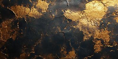 Textured wall featuring a black and gold pattern with intricate cracks and a shimmering finish in a modern interior setting photo