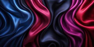 Colorful silk fabric flowing in waves creates an elegant and luxurious texture perfect for fashion and design projects photo