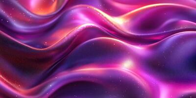 Colorful waves of fabric in shades of purple and pink cascading under soft light create a mesmerizing visual experience photo
