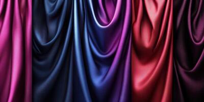 Elegant draped fabrics in rich colors create a luxurious texture and atmosphere in a textile display photo