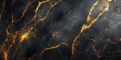 Elegant black and gold marble with intricate vein patterns for modern design photo