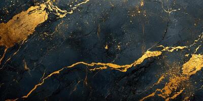 Elegant black and gold marble background with striking patterns and textures photo