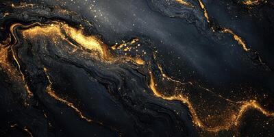 Elegant black and gold abstract design showcasing fluid patterns and shimmering textures photo