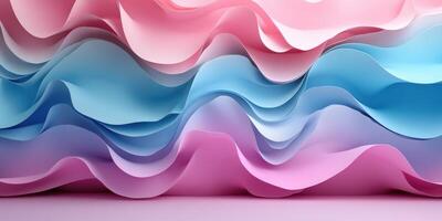 Colorful wave patterns created with layered paper in shades of pink and blue at a craft studio photo