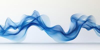Flowing blue abstract waves create a serene atmosphere in a minimalist setting photo