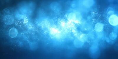 Bright blue abstract background with shimmering bubbles and soft lighting in a tranquil setting photo