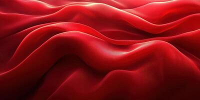 Flowing red fabric creates dynamic patterns and textures under soft lighting in a vibrant artistic display photo