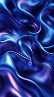 Rich blue satin fabric draping softly, showcasing vibrant shades and smooth texture in intricate patterns photo