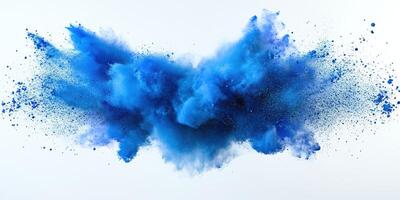 Vibrant blue powder explosion creates striking visual effect in abstract art photo