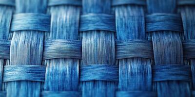 Intricate blue woven texture showcasing craftsmanship and design in contemporary textiles photo