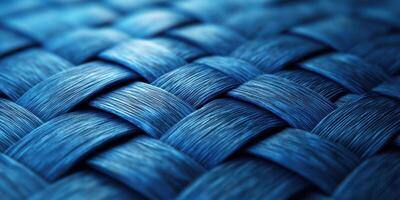 Detailed close-up of woven blue fabric showcasing intricate patterns and textures photo