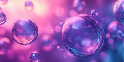 Colorful soap bubbles floating in a dreamy, vibrant atmosphere during a twilight setting photo