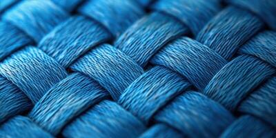 Close-up view of intricately woven blue fibers showcasing texture and color variations photo