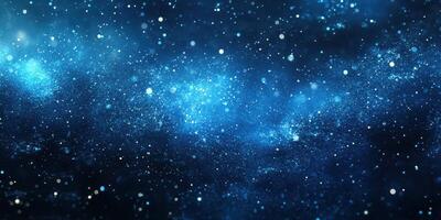 Starry night sky filled with luminous stars and cosmic dust in a vast blue universe photo