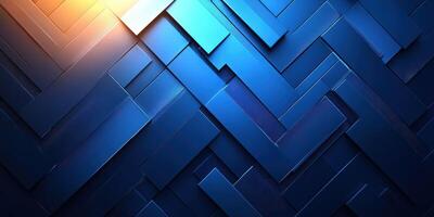 Bold geometric patterns create a dynamic blue and orange background design with layered textures and shadows photo