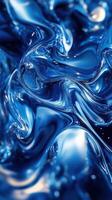 Swirling blue liquid creates a mesmerizing abstract pattern with reflections and light effects photo