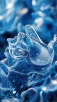 Intricate patterns of blue glass creating an abstract art piece in a bright studio photo