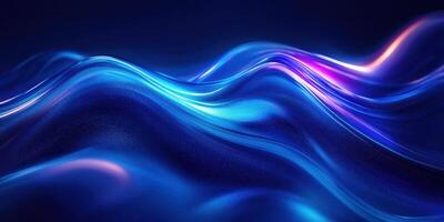 Fluid motion of blue waves captured in an abstract digital artwork showcasing vibrant colors and smooth textures photo