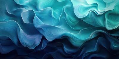 Abstract flowing waves of blue and turquoise create a captivating texture reminiscent of the ocean depths photo