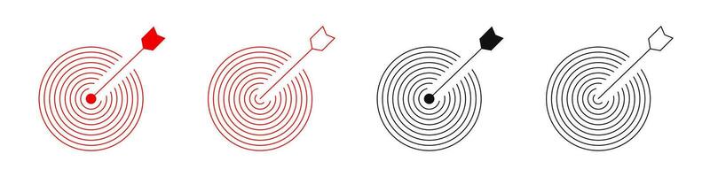 Dart target icon. Target and goal icons. Editable line . Bullseye, precision, accuracy, focus icon for aiming, archery, shooting vector