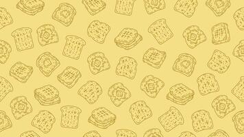 Toast background. Seamless pattern of bread toast. Toast sketch doodle wallpaper vector