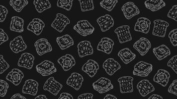 Toast background. Seamless pattern of bread toast. Black and white toast sketch doodle wallpaper vector
