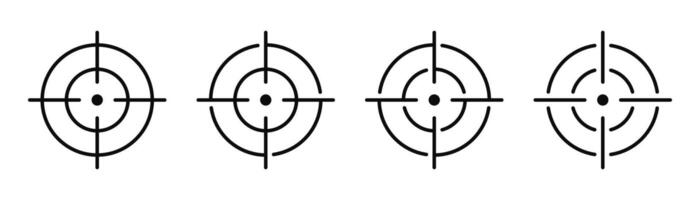 Aim icon set. Target aim symbol. Sniper crosshair. Shooting game and accuracy. Editable width vector