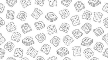 Bread toast seamless pattern background. Toast sketch hand drawn motif wallpaper. Packaging, wrapper, banner, fabric, print vector