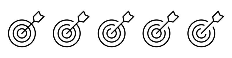 Target icon. Bullseye symbol. Precision, accuracy, focus icon for aiming, archery, shooting. Editable line width vector