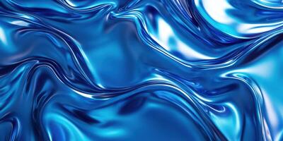 Waves of vibrant blue fabric glisten in the light, creating a dynamic and fluid visual texture perfect for artistic backgrounds photo