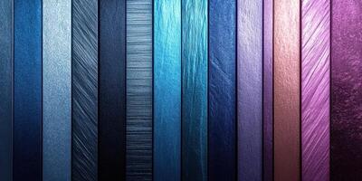 Multiple shades of vibrant colors arranged in parallel lines showcasing texture and depth in an artistic display photo