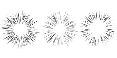 Comic speed lines effect. Radial burst on white background. Anime radial rays of explosion. Burst roar and fight sparks of glow. Superhero abstract motion frame. vector
