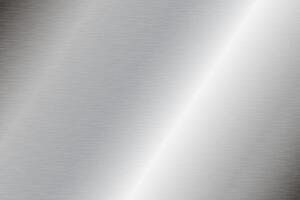 Silver foil background. Metal textured gradient. Stainless glossy surface. Realistic chrome backdrop. vector