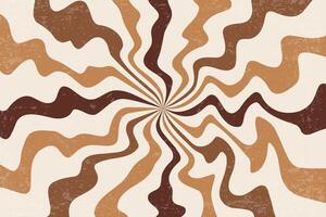 Caramel and chocolate color swirl pattern background. Wavy peanut butter. Liquid creamy milk syrup. Abstract groovy spiral wavy stripes of sweet dessert with retro deign. vector
