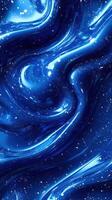 Swirling blue cosmic backdrop with shimmering stars and fluid textures creates an enchanting visual experience photo