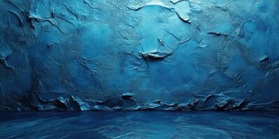 Textured blue wall with intricate design creating a captivating backdrop for art or photography projects photo