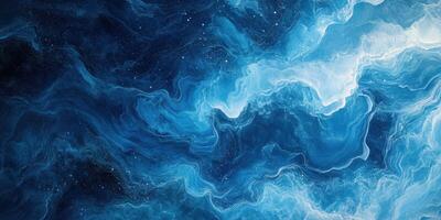 Swirling blue patterns create a vibrant underwater effect depicting the fluidity of water in motion against a dark background photo