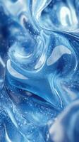 Fluid dance of blue waves under soft light showcasing textures and reflections photo