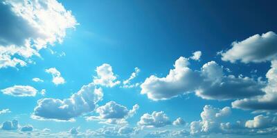 Bright blue sky filled with fluffy white clouds during a sunny day in a serene outdoor setting photo