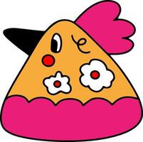 Chicken with flowers bright Color vector