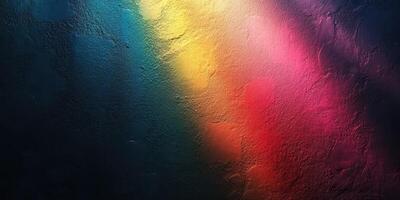 Vibrant rainbow colors blending on textured wall surface in an artistic display of light and contrast photo