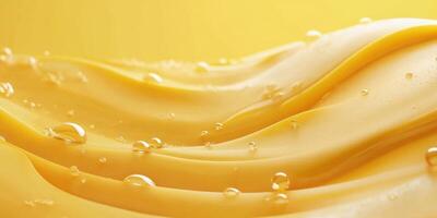 Bright yellow liquid flows gracefully, capturing the beauty of texture and reflections in the light photo