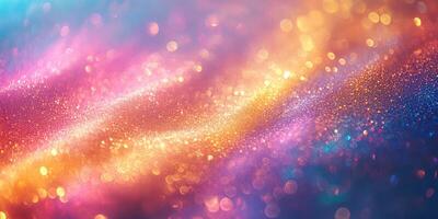 Vibrant abstract background showcasing shimmering colors in a dynamic wave pattern during sunset hours photo