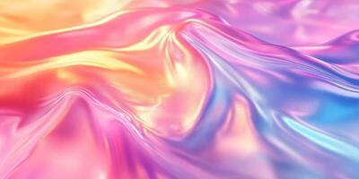 Colorful fabric texture with shimmering waves reflecting light in a vibrant gradient photo