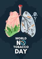 World No Tobacco Day. Poster template. Lungs of a smoker and a healthy person. Visual concept design. vector
