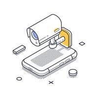Isometric line art illustration highlighting data protection techniques and tools vector