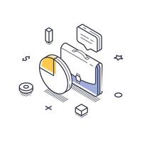 Isometric line art icon representing a financial report and business strategies vector